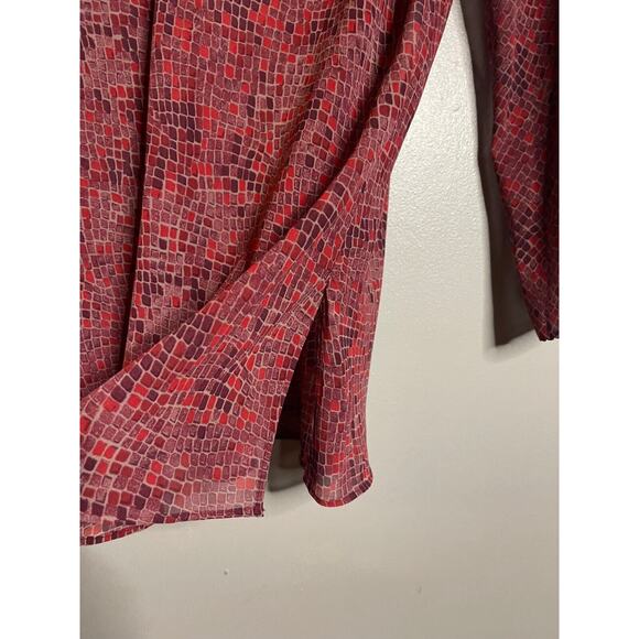 Victoria's Secret L Swim Cover Up Dress V Neck Mosaic Tile Snakeskin Sheer Red - Picture 6 of 7